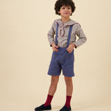 Kidiwi Eustache check shirt with Silène denim dungarees