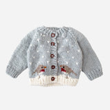 Robin Cardigan Baby Kid Winter Holiday Christmas Sweater: Bowie Grey / XS 6-12m