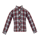 Anavini Charles red and white plaid boys button down shirt, long sleeve