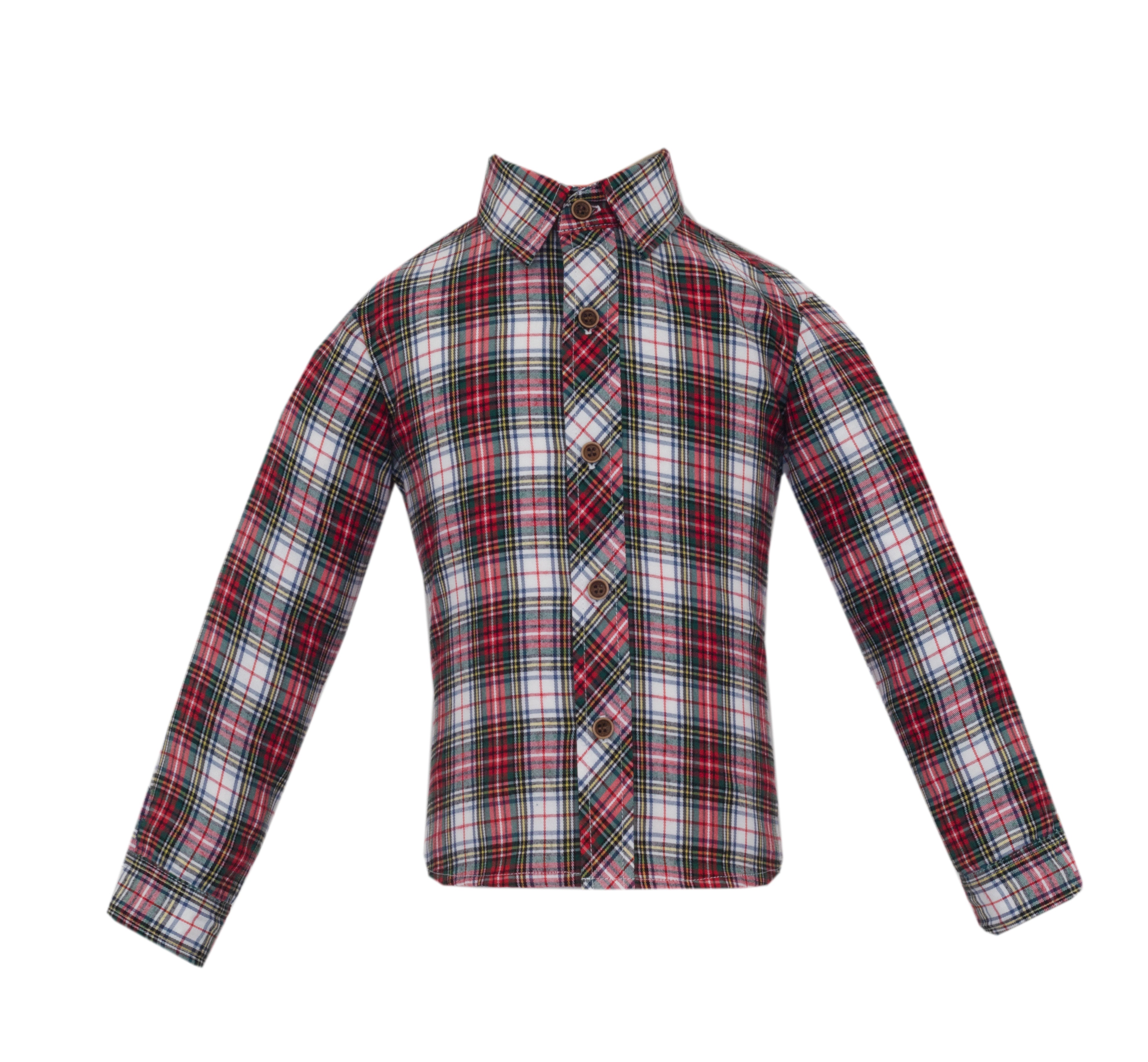 Anavini Charles red and white plaid boys button down shirt, long sleeve