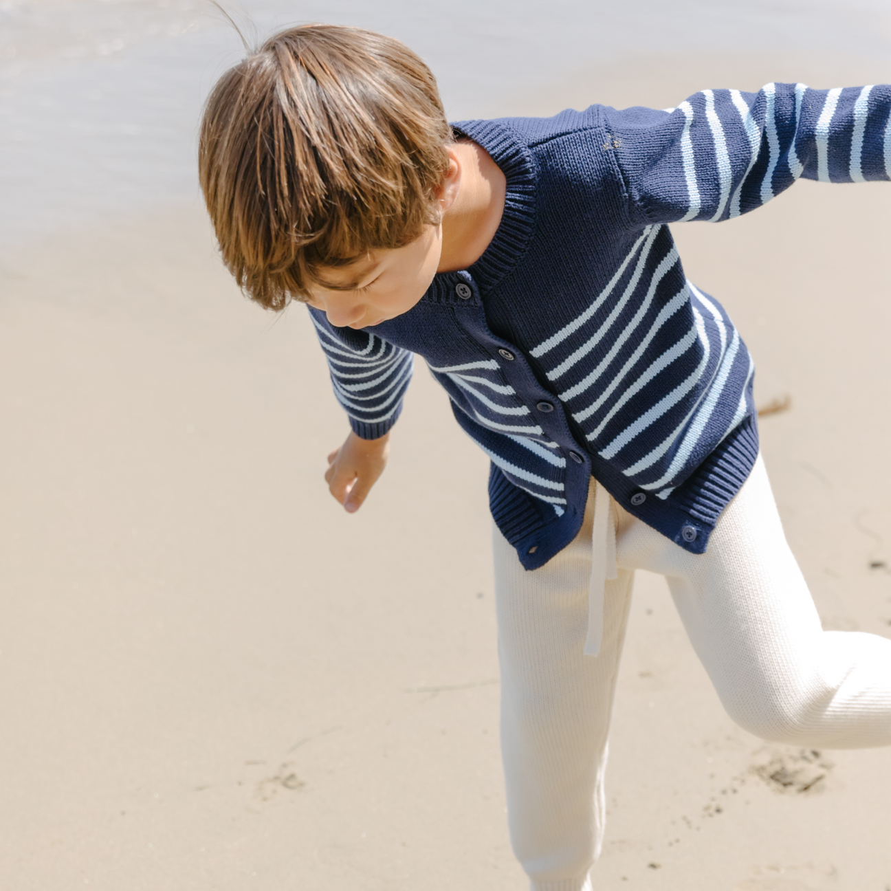 Unisex Cream Knit Pant