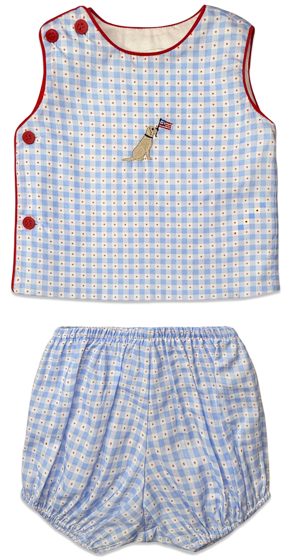 Beau Bloomer Set - Patriotic Plaid  Embroidery