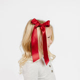 Satin Bow Sash Clip and Headband - Ruby Red Alligator Clip and Hair Accessory