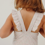 Girls Antique Floral Ruffle One Piece