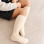 Vanilla Cable Knit Knee High Socks