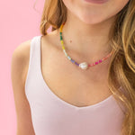 Color Pop - Rainbow Pearl Gemstone Bead Necklace