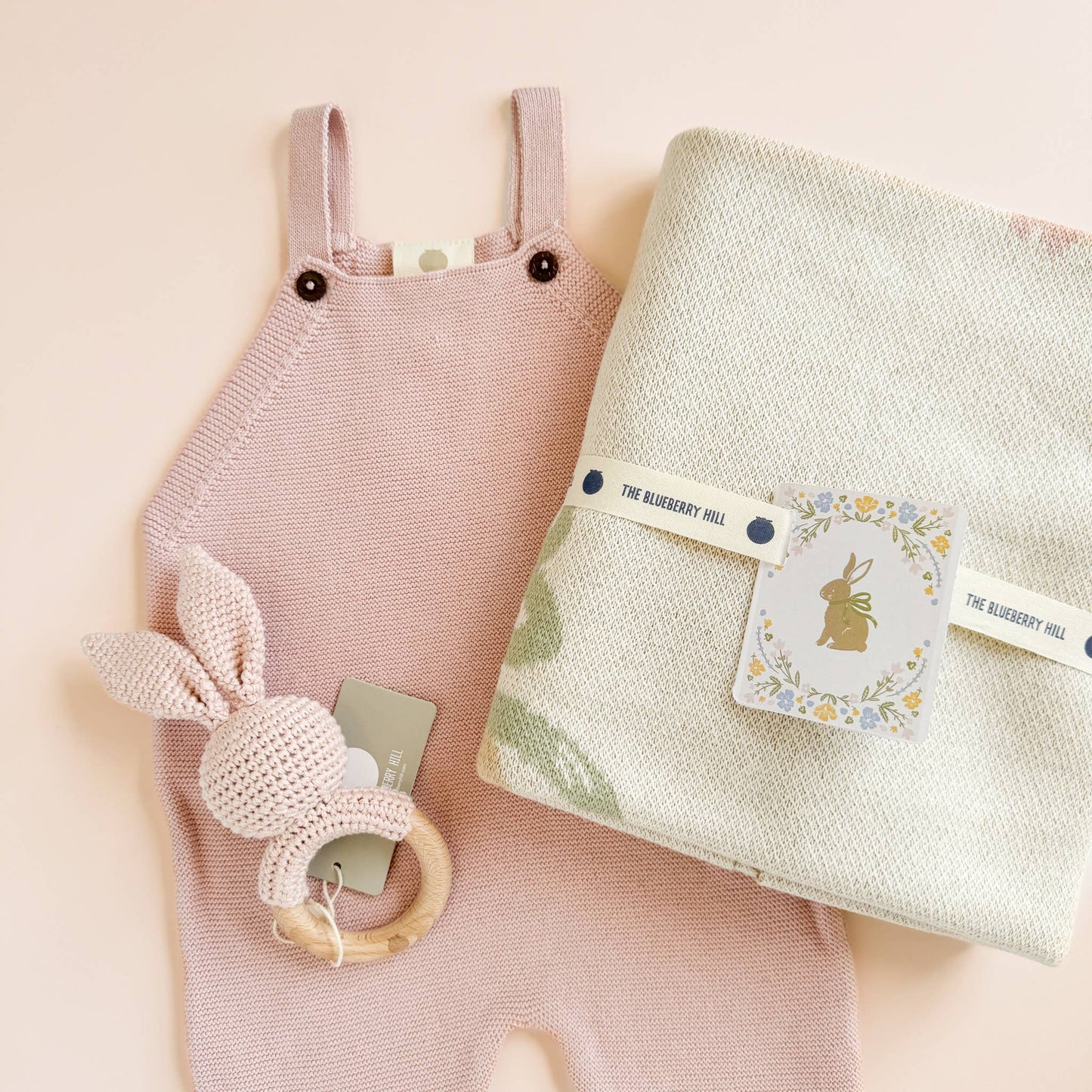 Pastel Bunny Blanket Cotton Baby Decor Gift Spring Summer