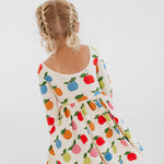 3/4 Sleeve Twirl Dress in Colorful Apples