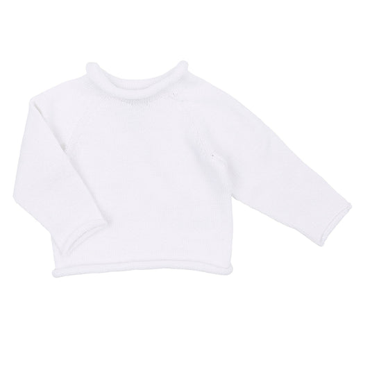 Essentials Knits White Raglan Sweater - 100% Pima Cotton, Made in Peru, Machine Washable