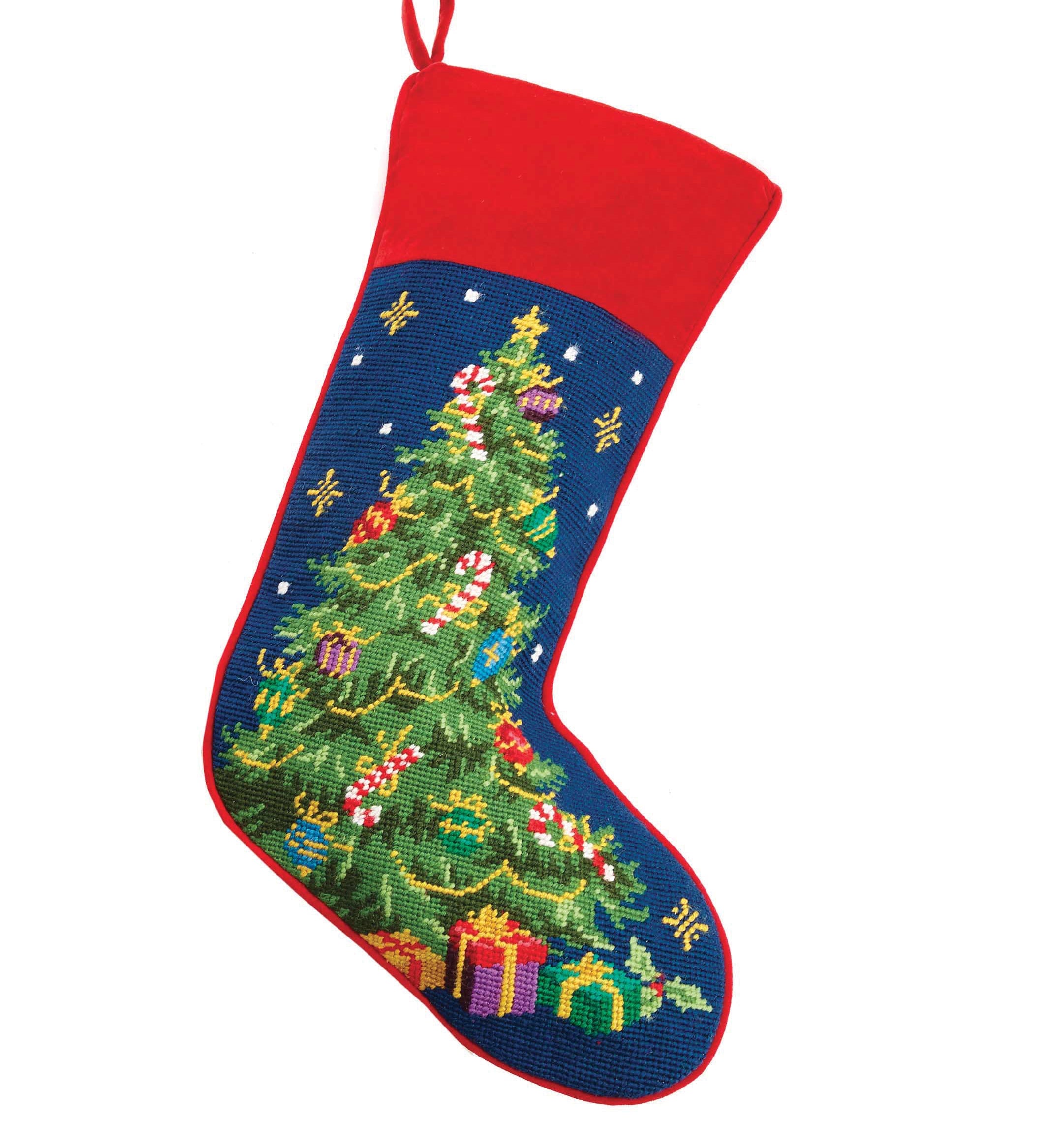 Christmas tree needlepoint stocking by Peking Handicraft