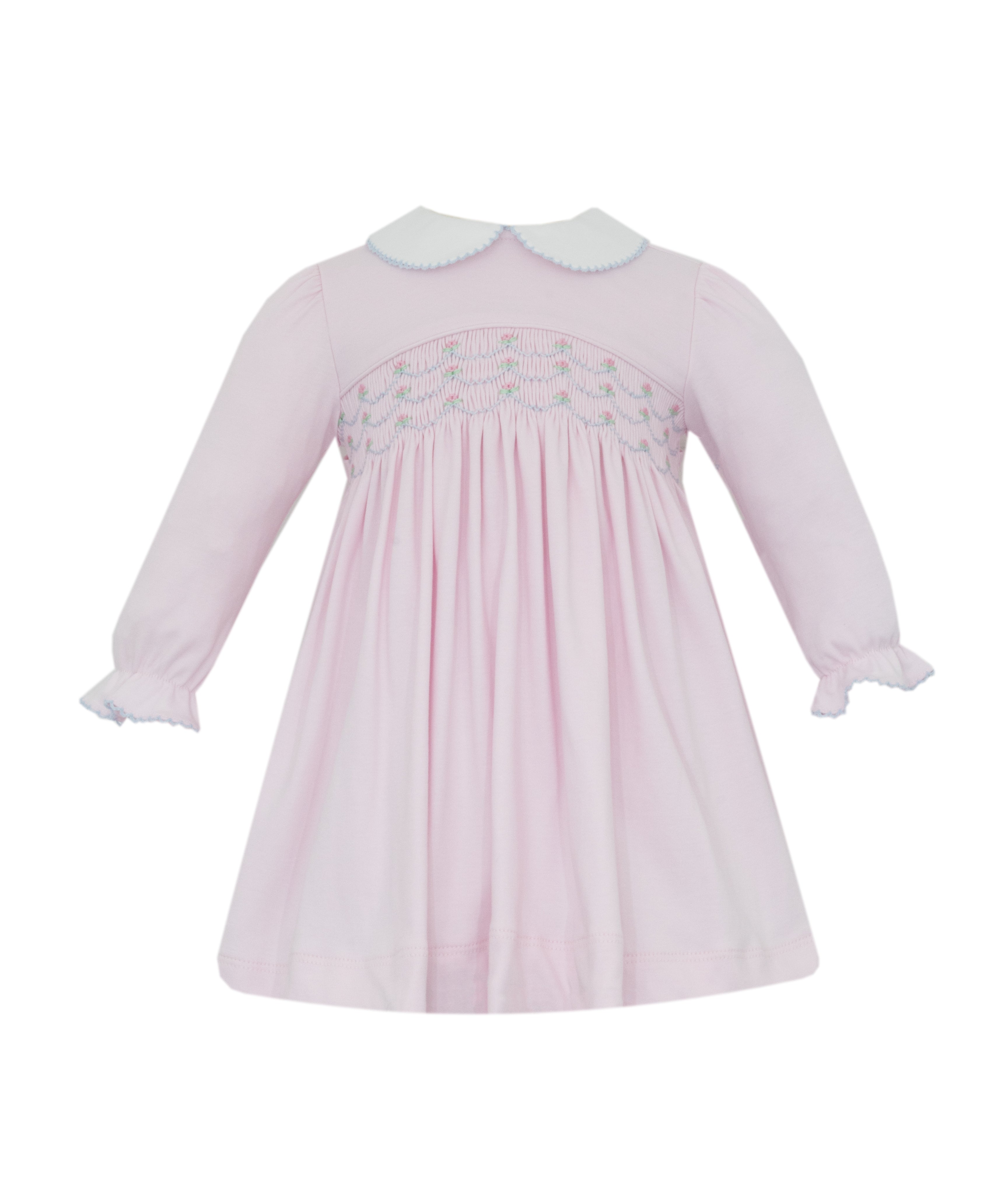 Petit Bebe ELLIE solid pink knit long-sleeve dress