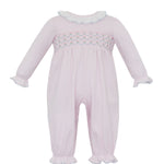 Petit Bebe ELLIE solid pink knit long-sleeve footie, no feet