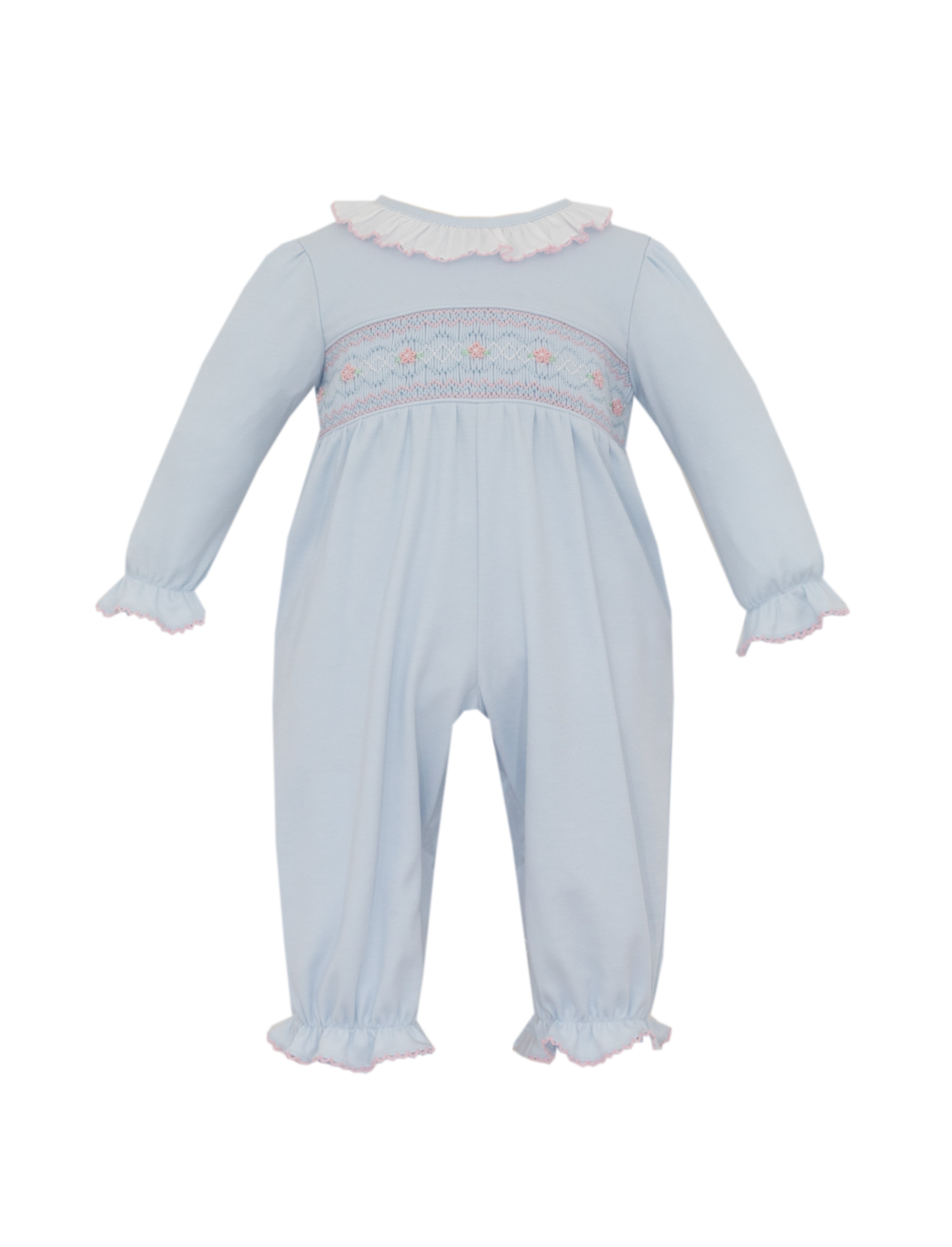 Petit Bebe OLIVIA Solid Lt Blue Knit Long Footie