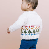 Holiday Tree Fair Isle Cardigan Kids Baby Sweater Winter: XS; 6-12M