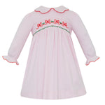 Petit Bebe Red Bows pink knit long sleeve dress