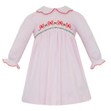 Petit Bebe Red Bows pink knit long sleeve dress