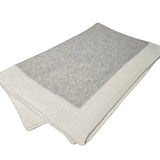Jersey Knit Blanket with Contrast Rib Border: Heather Grey/Cream