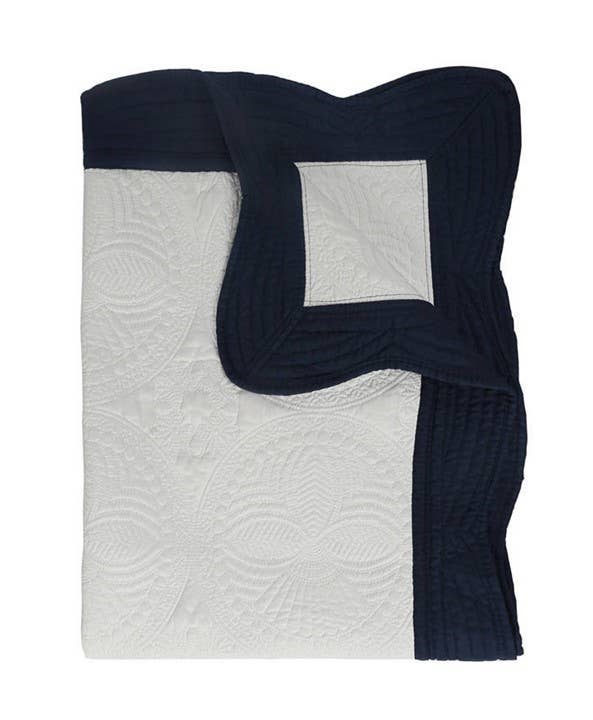 Heirloom Quilt - Baby Quilt Blanket Monogram: Baby Blue