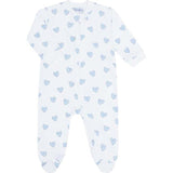 Blue Heart Print Zipper Footie