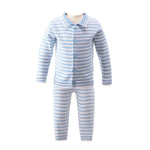 Rachel Riley blue and ivory striped knit set