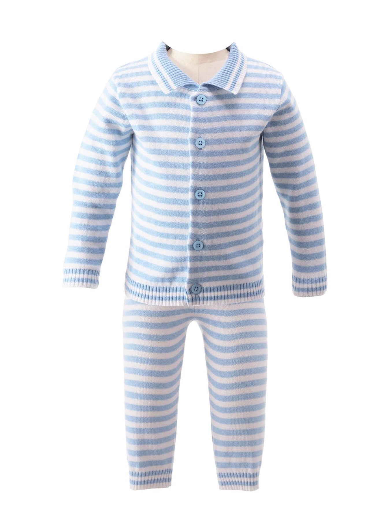 Blue Striped Knitted Set