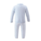 Back of Rachel Riley blue striped knit set