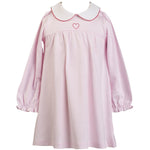 The Proper Peony Heart long sleeve yoke dress in watercolor heart print Peruvian pima cotton