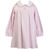 The Proper Peony Heart long sleeve yoke dress in watercolor heart print Peruvian pima cotton