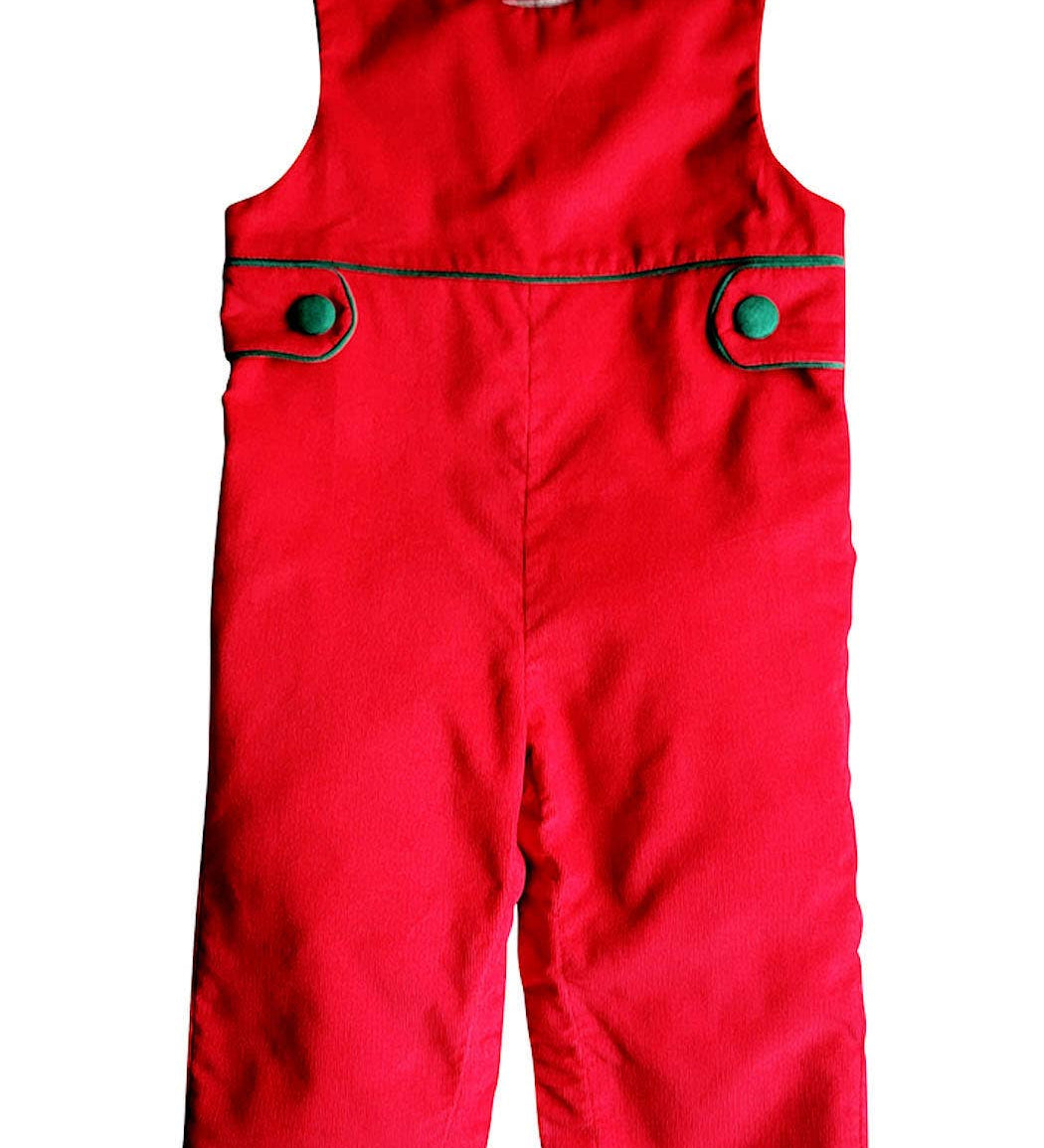 Christmas Time Red Corduroy Boy's Long Overall