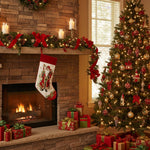 Santa w/Staff Embroidered Stocking