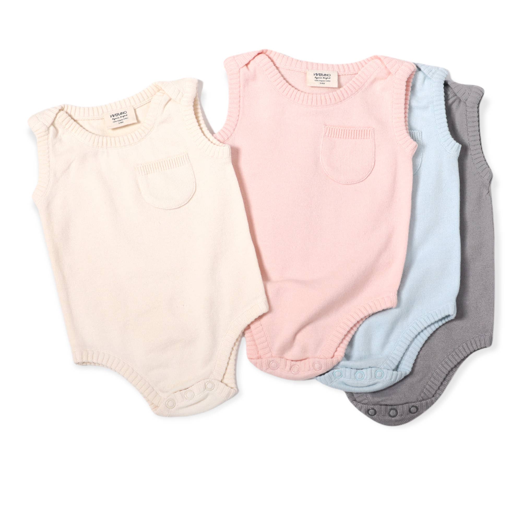 Milan Knit Baby Bodysuit Blush (Organic Cotton)
