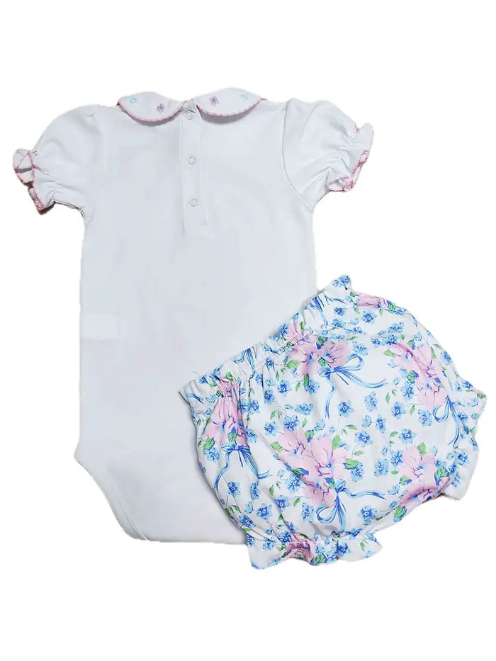 Blue Spring Flowers- Baby Girl's Diaper Set