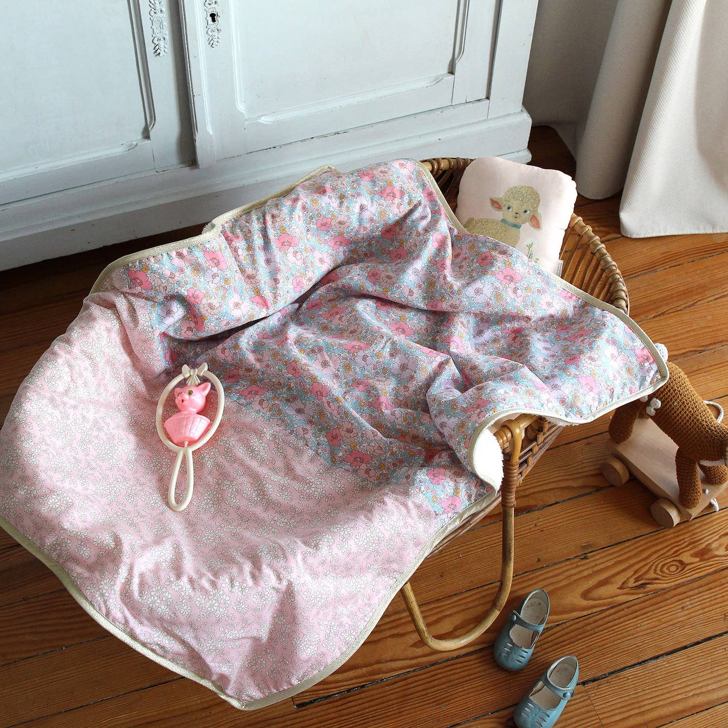 Liberty® fabric and fleece baby blanket: Alba