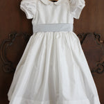 Susanne Lively Faux dress w/ Peter Pan collar & puff sleeve.White/Blue