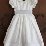 Susanne Lively Faux dress w/ Peter Pan collar & puff sleeve.White/Blue