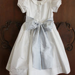 Susanne Lively Faux dress w/ Peter Pan collar & puff sleeve.White/Blue