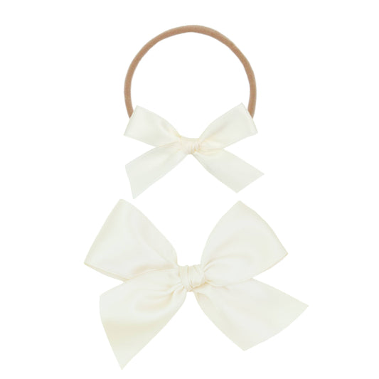 Satin Bow Headband - Cream