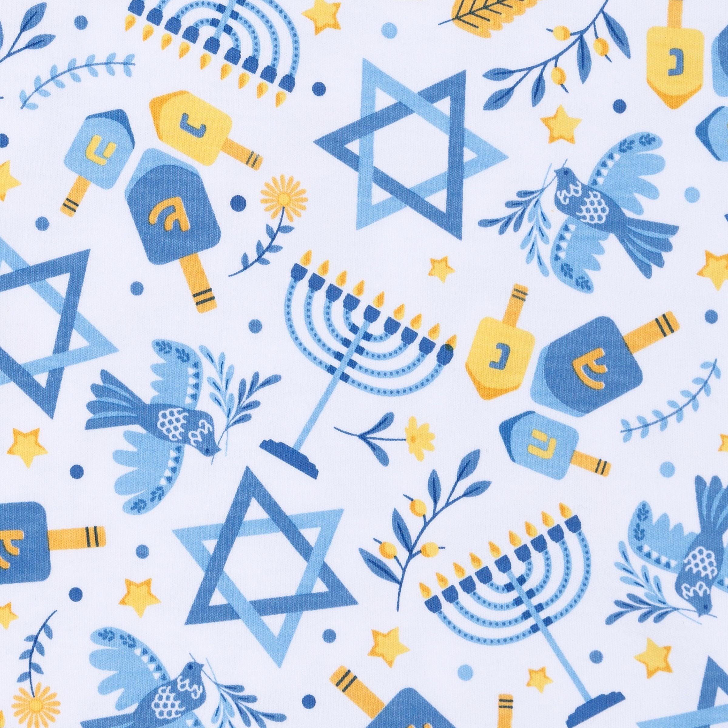 Hanukkah Nights Light Blue Zipper Footie