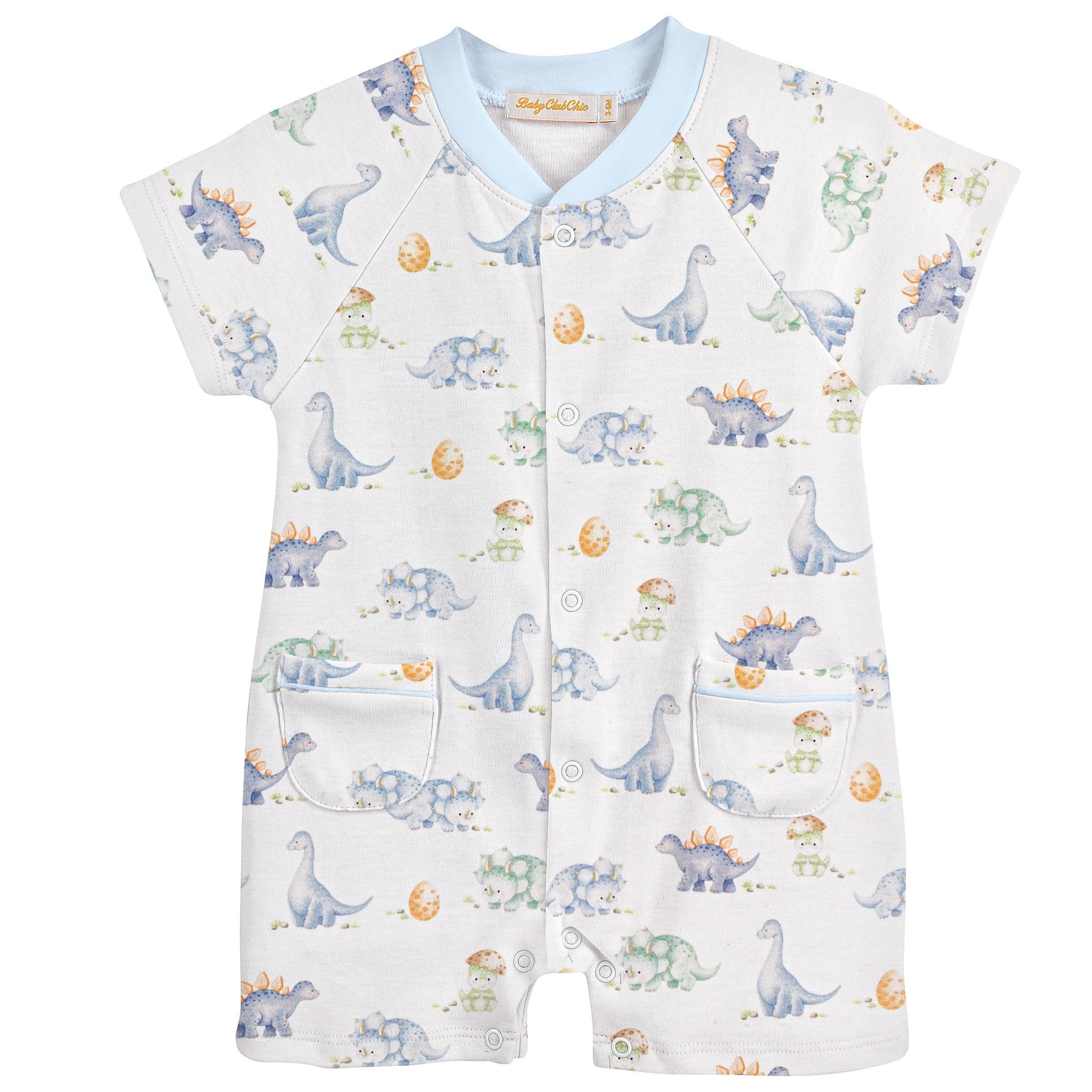 Pastel Dinos Romper With Pipping