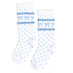 Little Stocking Co. Blue Bow Scalloped Knee High Socks