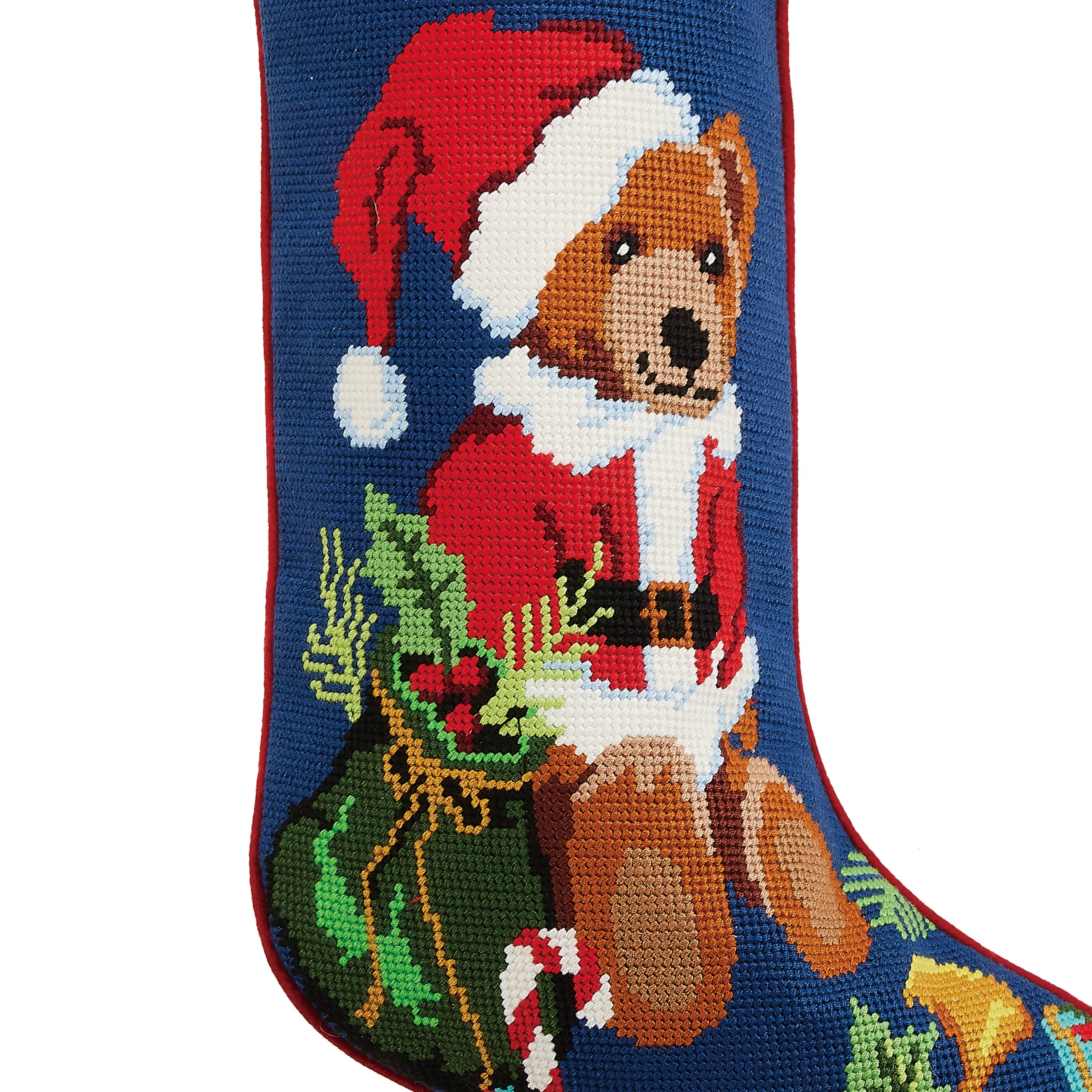 Bear Presents Embroidered Stocking