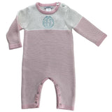 Seed Stitch Striped Cotton Onesie: Cream/Pink