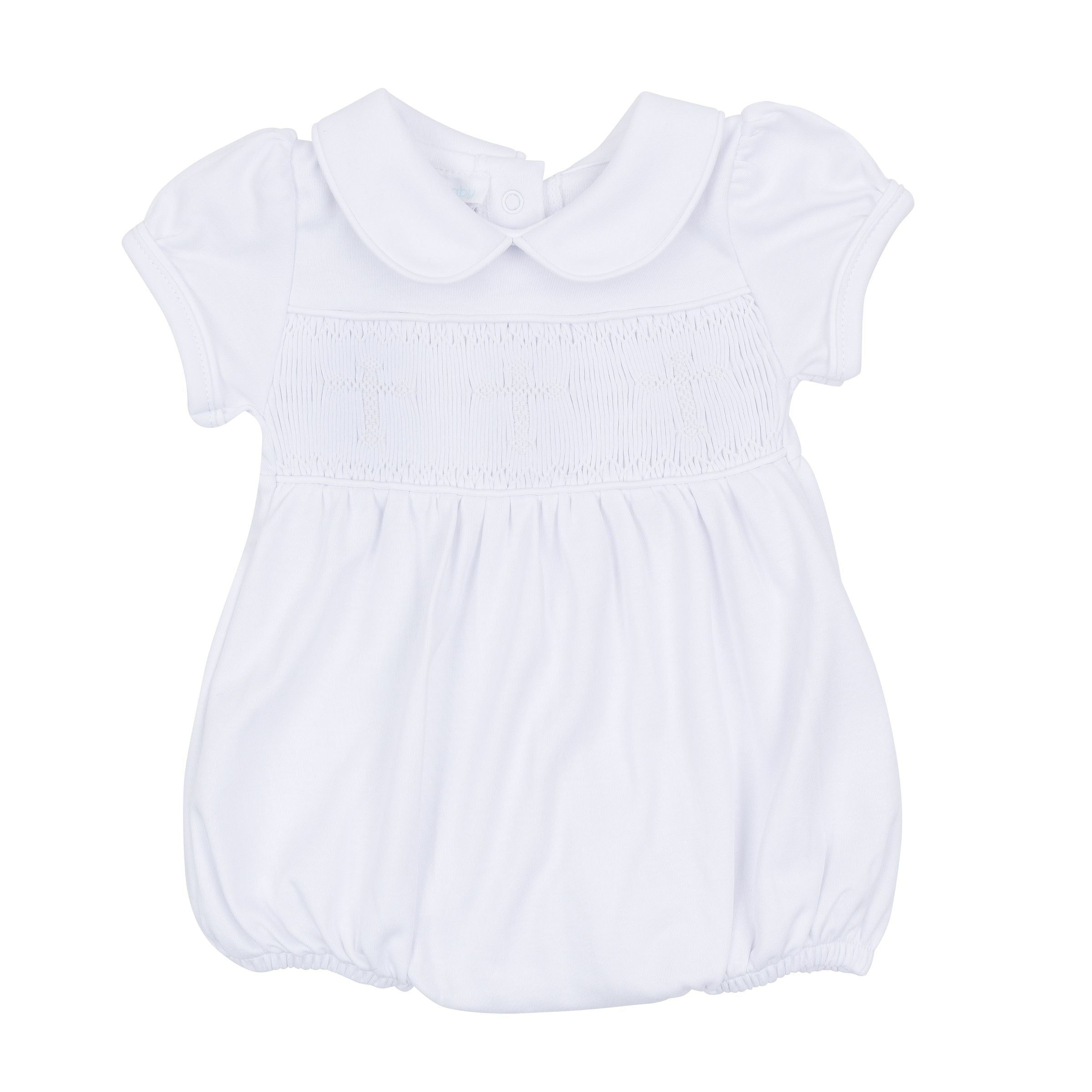 Forever Blessed White Smocked Collared Girl Bubble