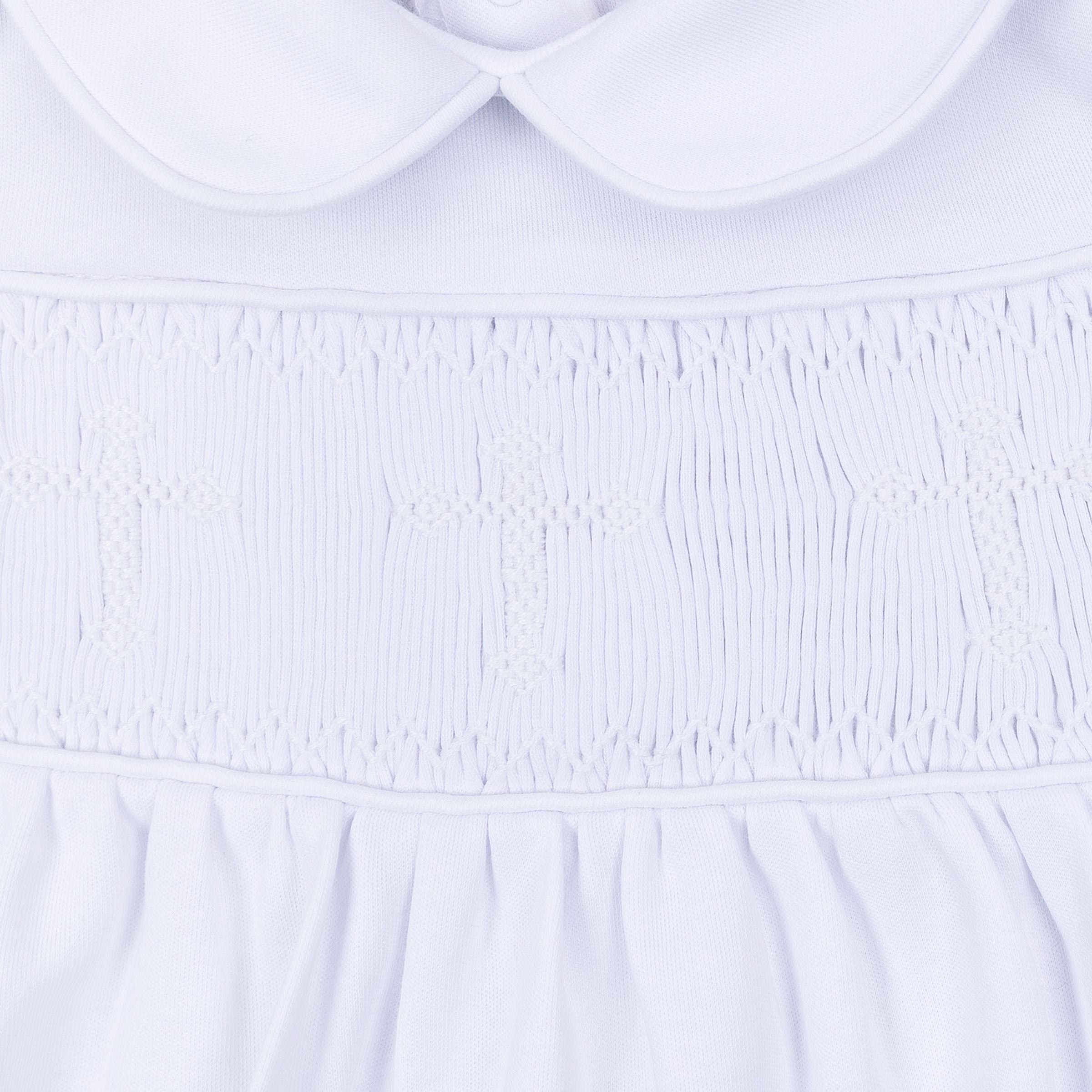 Forever Blessed White Smocked Collared Girl Bubble