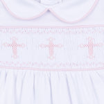 Forever Blessed White Pink Smocked Collared Girl Bubble