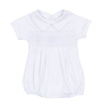 Forever Blessed White Smocked Collared Bubble