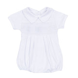 Forever Blessed White Smocked Collared Bubble