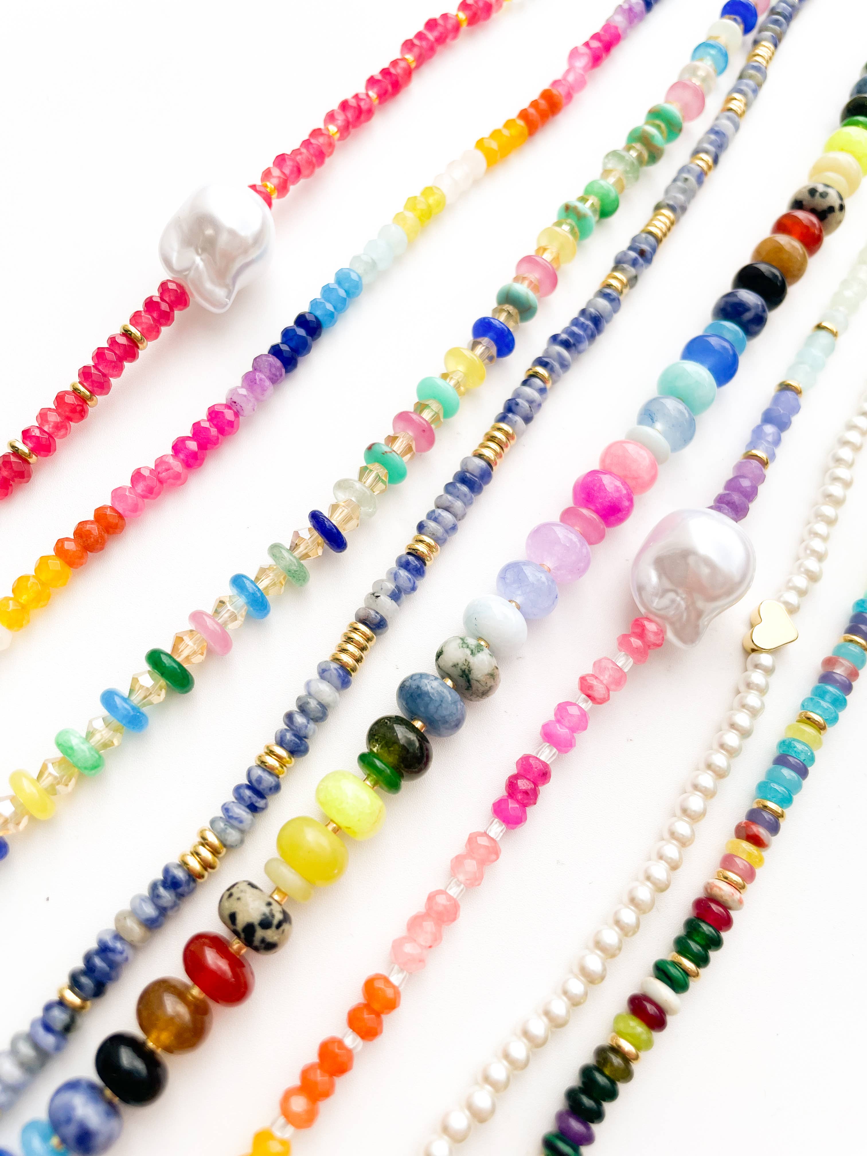 Color Pop - Rainbow Pearl Gemstone Bead Necklace