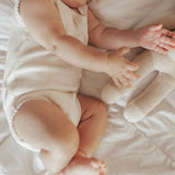 Milan Knit Baby Bodysuit Blush (Organic Cotton)
