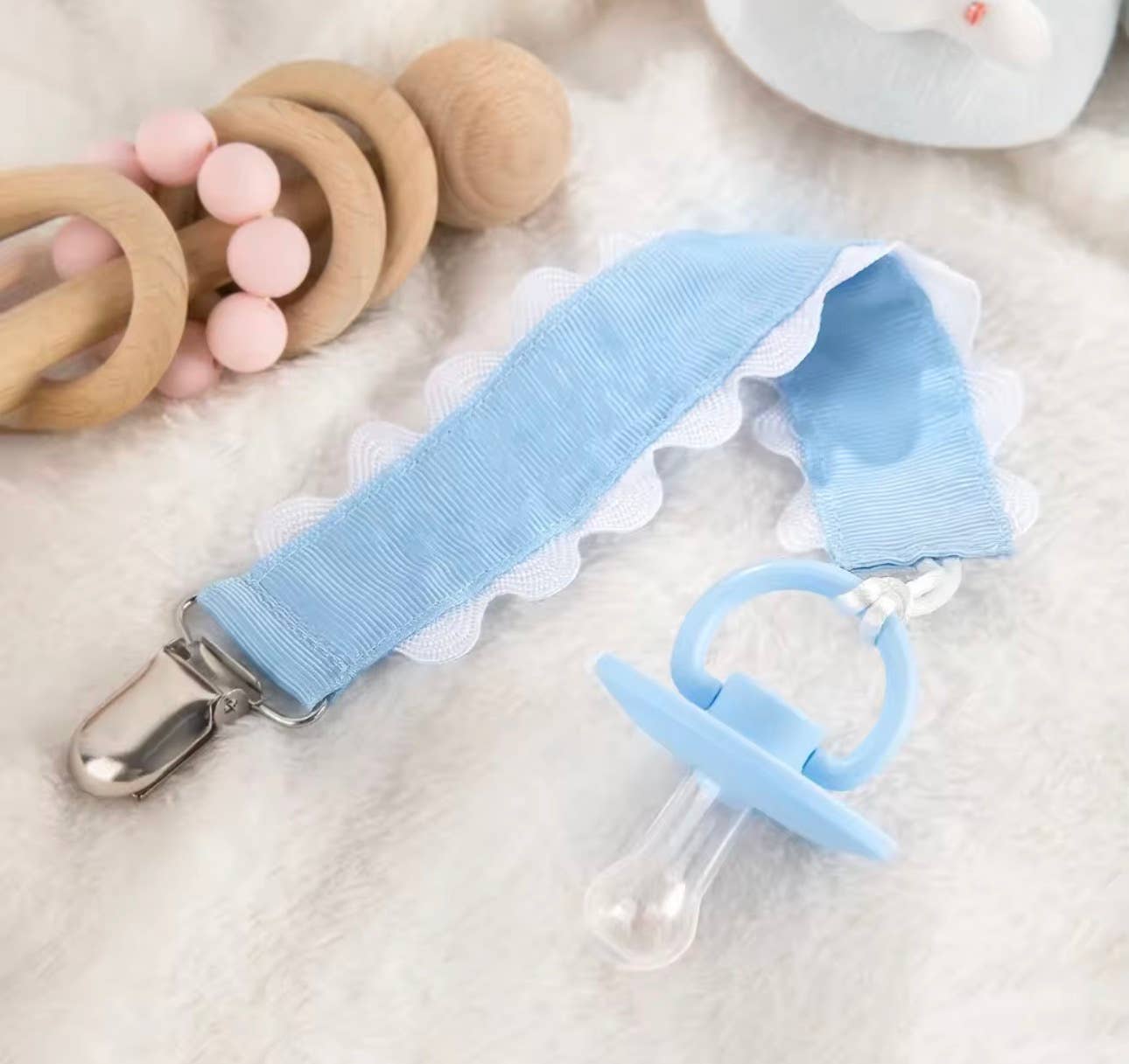 Pacifier Clip, Monogram-able Assorted Colors: White